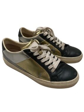 Tod's Silver  Gold Black Metallic Patent Leather Sneaker 39.5